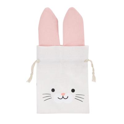 China Customized Personalized Mini Easter Bag Drawstring Easter Candy Bag For Kids Easter Bunny Basket for sale