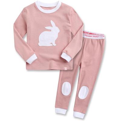 China Spring Cotton Long Sleeve Bunny Easter Girl Kids Pajamas Personalized Gift Breathable Pajamas Sets for sale