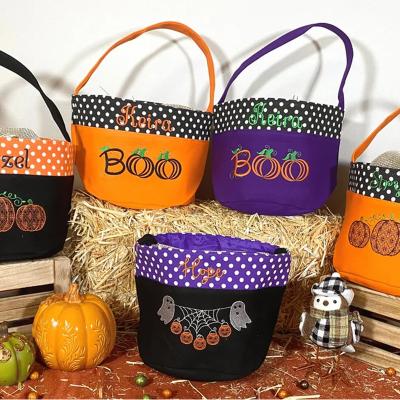 China Custom Made Bucket Cheap Personalized Halloween Tote Bag of Halloween Trick or Treat Bucket for sale