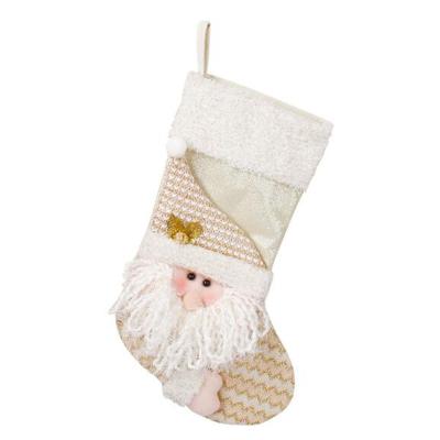 China Durable Merry Christmas Stocking Hanging Christmas Decoration Gift Santa Claus Stocking Christmas for sale