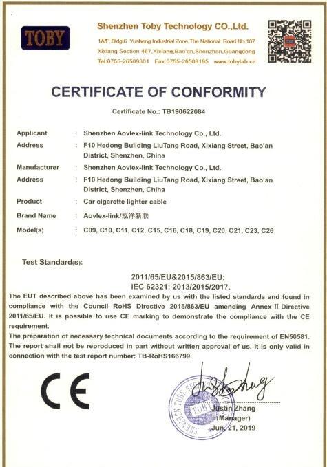 CE - Shenzhen Aovlex-Link Technology Co., Ltd.