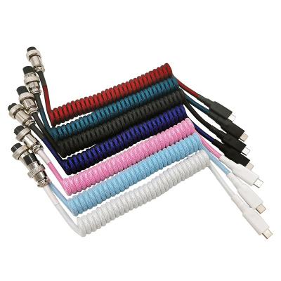 China Convenient Z Form Colorful Aviation Plug Gx16 Aviator Cable Coiled Keyboard Cable for sale