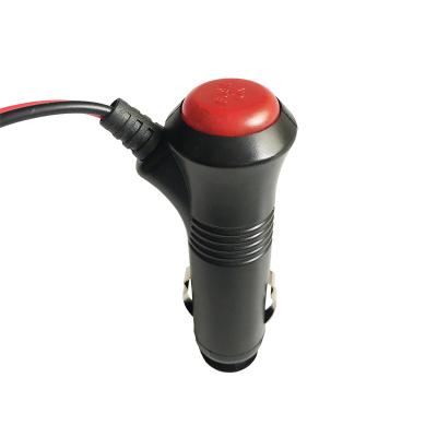 China Car Charger 12V Car Cigarette Lighter Socket Plug With Push Button On Switch for sale