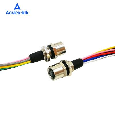 China Automotive m8 panel connector 8pin female to oepn cable braid 30cm front panel m8 mount connector socket 8 poles with wires for sale