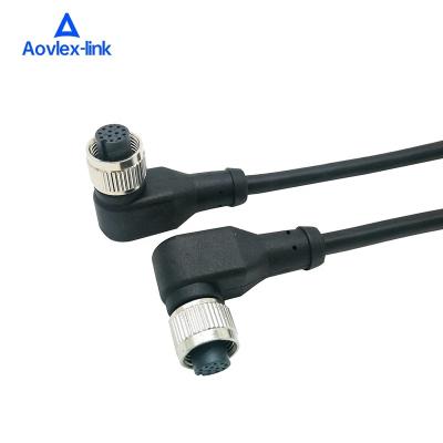 China M12 Rectangle Circular Sensor Connector A Coded Waterproof 12 Pin Molding Socket M12 Cable 12 Pole Female To Female Shield Cable for sale