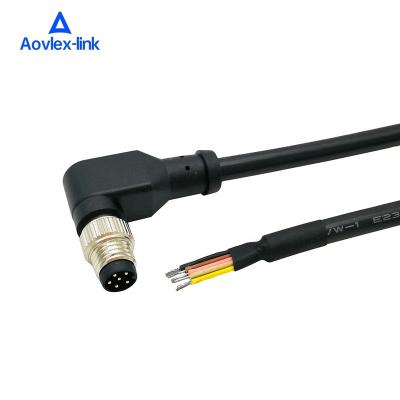 China Automotive Elbow M8 Cable 6pin Male To Open Cable 90 Angle M8 Mount Connector Cable Flight Leads for sale