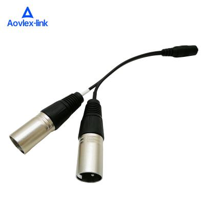 China Multimedia XLR Cable 3.5mm TRS Stereo Female Jack to Twin XLR Cable Speaker Microphone Balanced Audio Cable for sale