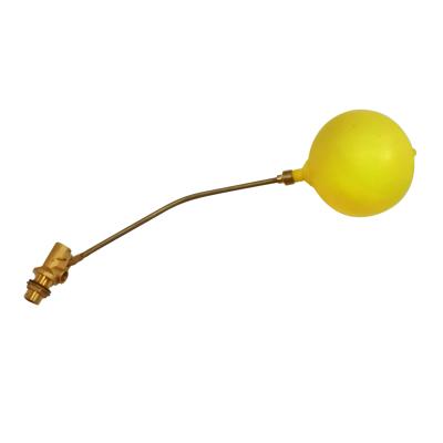 China Water Tank General Level Regulator Bent To Handle Float Floating Brass Ball Valve With Yellow Plastic Ball for sale