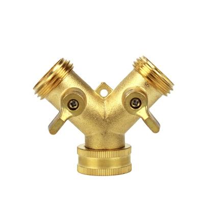 China Garden hose general yuhuan y-type splitter brass two-way valve with Y-distributor Y-connection for sale