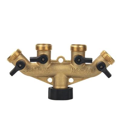 China General Four 4 Way Brass Divider Garden Water Valve With Dispenser Connection for sale