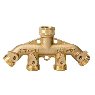 China General Four 4 Way Brass Divider Garden Water Valve With Dispenser Connection for sale