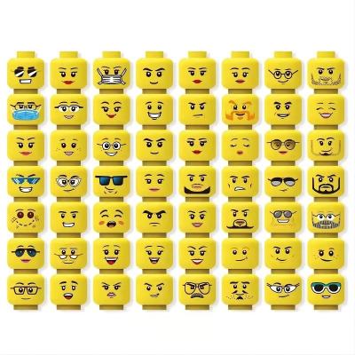 China Building Block MOC Toy Accessories Heads Yellow Building Block Mini Action Figure Flesh Color Boys Girls Heads Emotional Expression Children Toys for sale