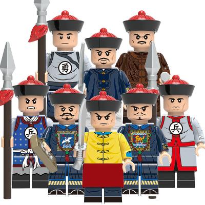 China X0329 Ming Qing Toy Camp Solider Beiyang Fleet Green Solider Building Block Bricks Cartoon Mini Action Figures Assembly Toy for sale