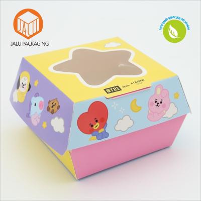 China Customized Disposable Logo Packaging Paper Hamburger Box Chicken Nuggets Box And White Cardboard Hamburger Box for sale