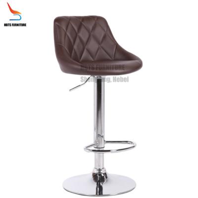 China Adjustable Height(Height) Modern Design Chrome PU Shock Absorber Swivel Comfortable Hydraulic Black Leather Bar Chairs Stools for sale