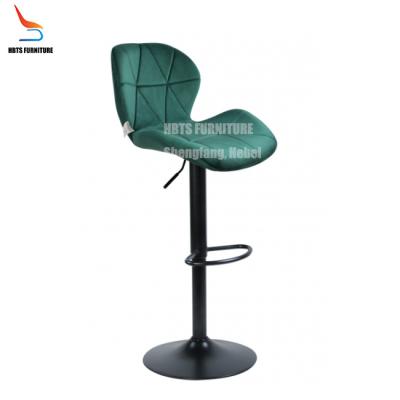 China Modern Design Chrome (Height) Adjustable Height Comfortable Hydraulic Black Velvet Shock Absorber Swivel Bar Chairs Stool for sale