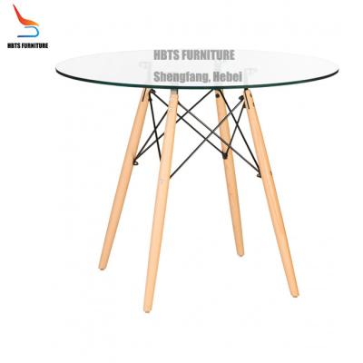 China Wooden Adjustable Transparent Glass Leg Adjustable Foot (Height) Beech Dining Table Modern for sale