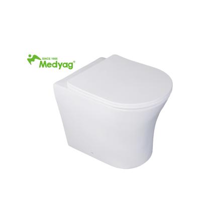 China Concealed Cistern Medyag Back To Wall Floor Standing Rimless Toilets Wash Down Ceramic Bathroom P-trap Wall Toilets for sale