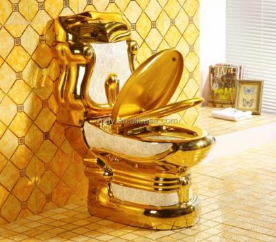 China Double-Flow Luxury Ceramic Sanitary Ware Bathroom Commode Gold King Toilet for sale