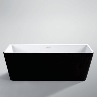 China Medyag Square Freestanding Acrylic Bathtub Matte Black Floor Mounted Freestanding Modern Rectangular Bathtub for sale