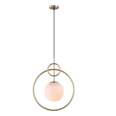 China Contemporary Elegant Round Ring Glass Iron Pendant Lamp for Home Bedroom Decoration Chandelier Fixtures for sale