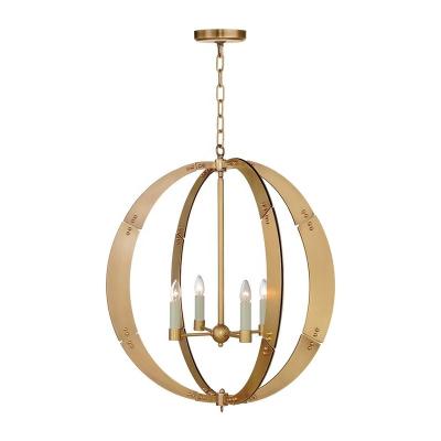 China American Industrial Brass Island Globe Dining Kitchen Farmhouse Pendant Light for sale