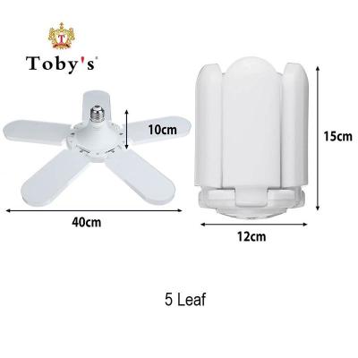 China Hotel Toby's 5 leaf mini E27 Foldable 360 degree Adjustable led fan bulb light, Fan Blade Led Bulb Led bulb Light for sale