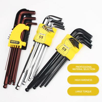 China High Quality Customized DIY Tool Medium L Type Metric CRV Hex Wrench Carbon Steel 9 Pcs Set for sale