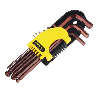 China Industrial Strength Long Arm Industrial Strength SAE Metric Star Flat End Ball Head SAE Metric Star Flat Carbon Steel Grade T-Handle Allen Wrench Hex Key Set S2 Tool Steel for sale