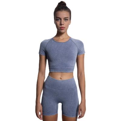 China Custom Made Breathable Sportswear Fitness Clothing Women Dry Sports Bra Quick Dry Gym Yoga Short Two Piece Sets for sale