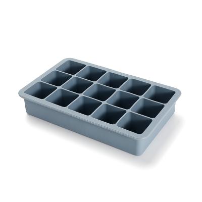 China Reusable Big Square Food Grade Free Silicone DIY Frozen Ice Cube Tray Mold for sale