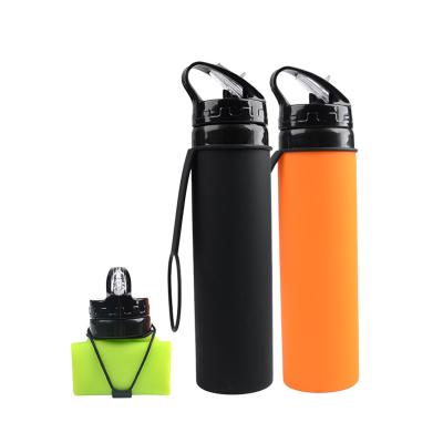 China Sport 600ml collapsible portable travel food grade silicone water bottle with custom logo for sale