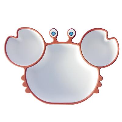 China Crab Design Cute Crab Design Anti Slip BPA Free Silicone Baby Divided Suction Food Dish for sale