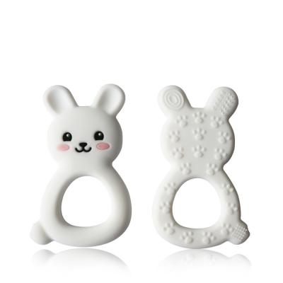 China Food Grade Soft Animal Design BPA Free Silicone Rabbit Toy Cute Baby Newborn Teether Toy for sale