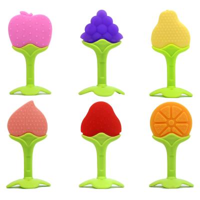 China Toy Wholesale Fruit Design BPA Free Soft Food Grade Silicone Teether Toys For 0-24 Months Baby for sale