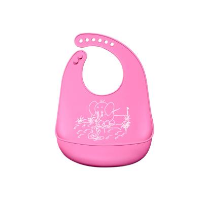 China BPA Free Adjustable Fit Printed Waterproof Silicone Rubber Baby Bib for sale