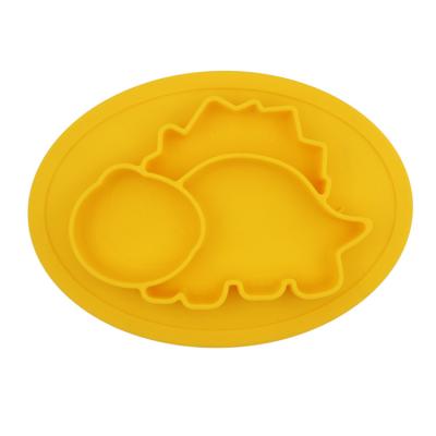 China BPA Free Dinosaur Design BPA Free Suction Silicone Rubber Baby Divided Kids Dining Food Dish for sale