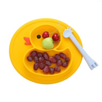 China BPA Eco BPA Free Suction Silicone Rubber Baby Divided Kids Dining Food Dish for sale