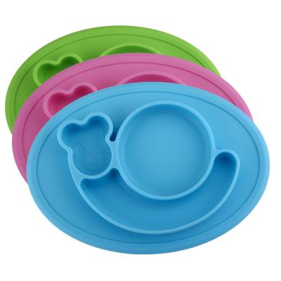 China BPA Free BPA Free Divided Suction Silicone Rubber Baby Feeding Dish for sale