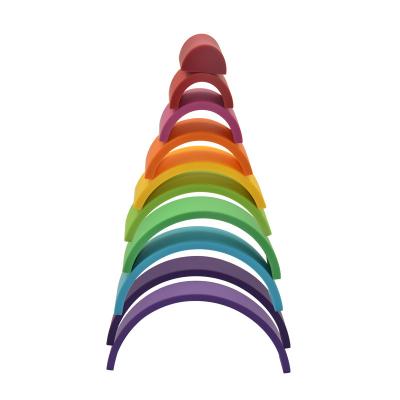 China Educational BPA Free Food Grade Silicone Rainbow Stacking Toy Set For Baby NK21071603 for sale