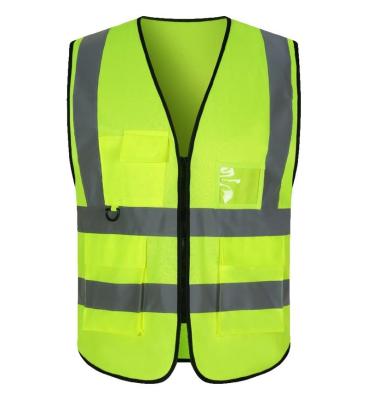 China QUICK DRY Reflective Safety Vest Custom Logo With Pockets Visibility Level 2 Yellow Fluorescent Green Safety Vest Male Plus Size for sale