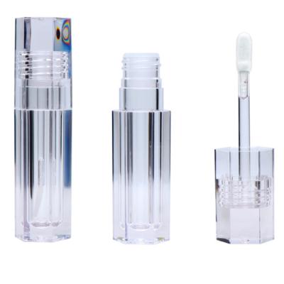 China Empty Lip Gloss Cosmetic Stock Tube Transparent Magic Wand with Clear Cap Square Lip Gloss Container for sale