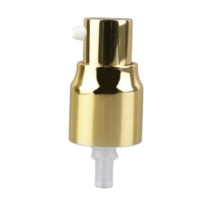 China Non Spill Treatment Matt 18/410 Gold Cosmetic Packaging 24/410 Screw Cream Pump With Clip / Cap for sale