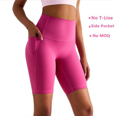 China Factory Wholesale Breathable Lulu Like Side Pocket Gym High Quality Biker Shorts For Women Yoga Pants Gaiters for sale