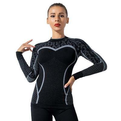 China New Sports Quick-Drying Sportswear Tight Belly Long Sleeve Seamless Breathable Fashion Running Yoga Fitness Tops Women for sale