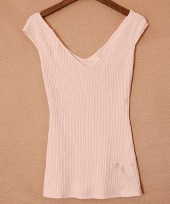 China Summer Slim Fit V Neck Vest Top Womens 78% Cotton 22% Nylon for sale