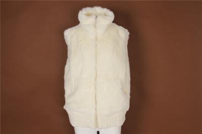 China Soft Touch Utility Gilet Vest White Knitted Hem Ladies Fur Vest for sale