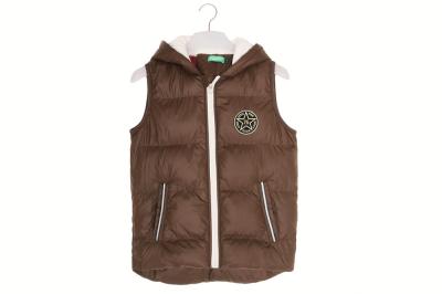 China Brown 15/16 Size Kids Padded Gilet With Fur Lining Hood for sale