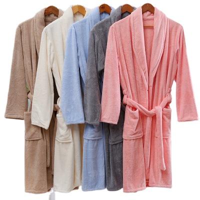 China Coral Velvet Bath Towel Child Safe High Density Male and Female Couples Bathrobes Shear Bathrobes for sale