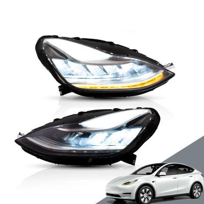 China Sequential Turn Signal Car DRL Head Lamp For Tesla Model 3 2017+ High Beam Dynamic Light LED Headlight Turn Signal Automotive Accessories for sale